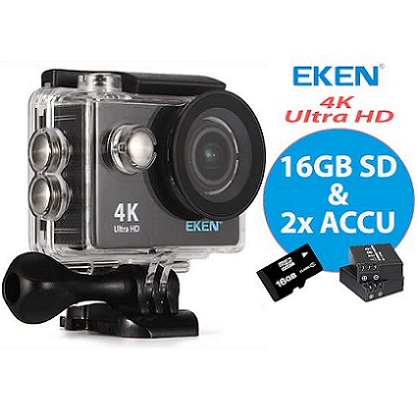 EKEN H9R WIFI Actioncam 4K 16GB SD-kaart + Extra Batterij